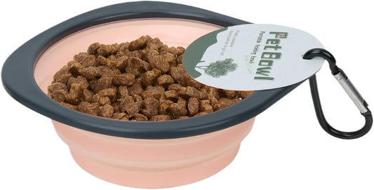 Foldable Dog Bowl - Silicone Dog Bowls | Portable Water Bowl Folding Dish | Water-Resistant Dog Pet Feeding Watering Dish with Carabiner Clip, Feeding Supplies for Outdoor Traveling Hiking Walking