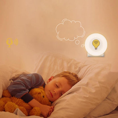Voice Activated Lights - LED USB Plug-in Intelligent Night Light | Brightness Adjustable Lamp, Decorative Ambience Lighting for Home, Living Room, Kids' Desk