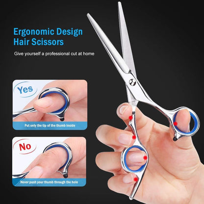 Professional Hair Cutting Scissors, YBLNTEK 9 PCS Barber Thinning Scissors Hairdressing Shears Stainless Steel Hair Cutting Shears Set with Cape Clips Comb for Barber Salon and Home