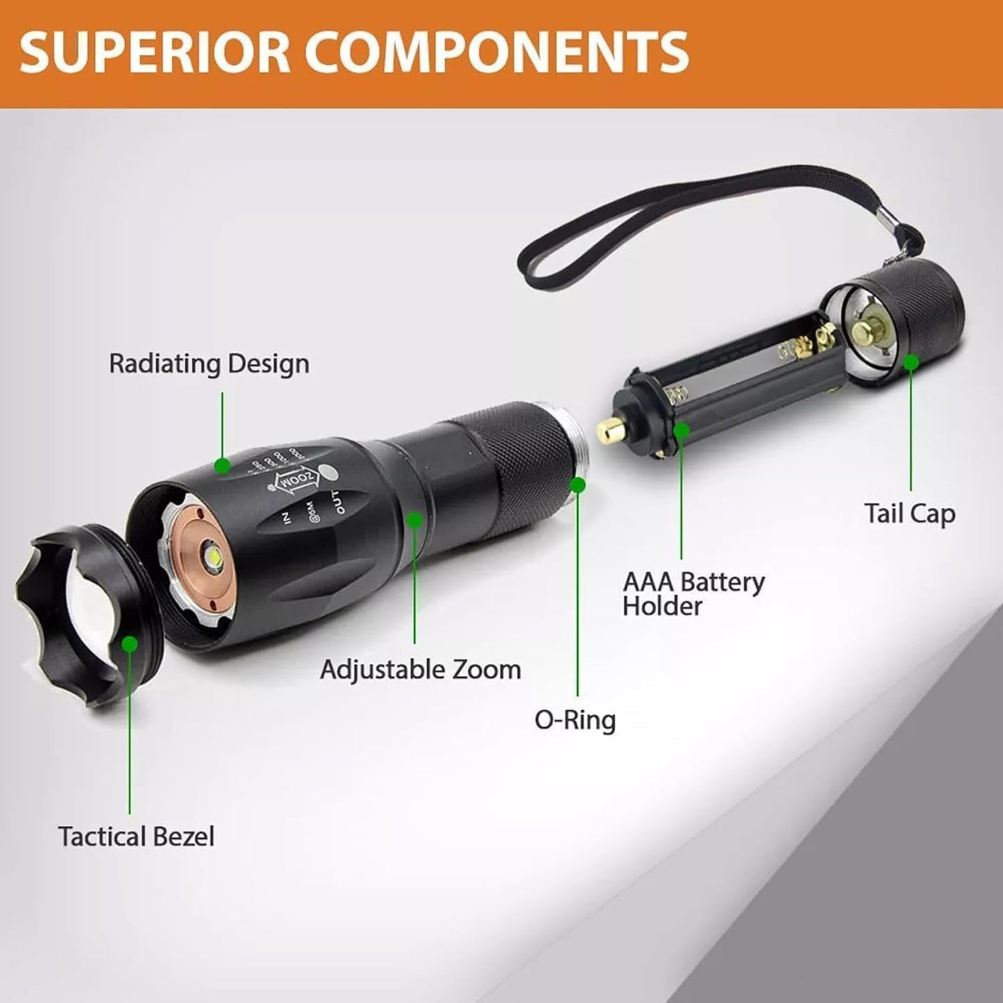 Vitaltac Flashlight, Vitaltac Mini Flashlight Tactical 900000 Lumens, Vitaltac Flashlights High Lumens Rechargeable, Waterproof Zoomable Duty Waterproof Flash Lights for Outdoor Or Emergencies (1)
