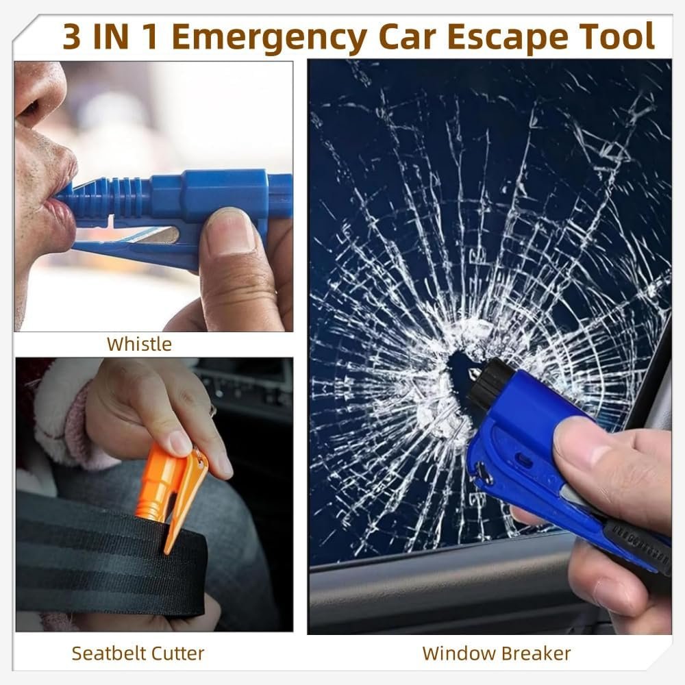 3 Pcs Compact safety hammers, Emergency Keychain Car Escape tool, 3-in-1 Seat Belt Cutter and Window Breaker