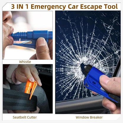 3 Pcs Compact safety hammers, Emergency Keychain Car Escape tool, 3-in-1 Seat Belt Cutter and Window Breaker
