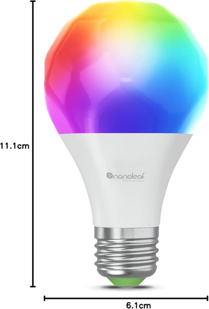 Nanoleaf Matter Essentials E27 LED Bulb, RGBW Dimmable Smart Bulb - Matter Over Thread, Bluetooth Colour Changing Light Bulb, Works with Google Apple, Room Decor & Gaming