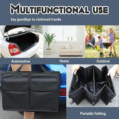 Mearo Trunk Organizer, Foldable & Waterproof Multi Compartment Car Storage, Black