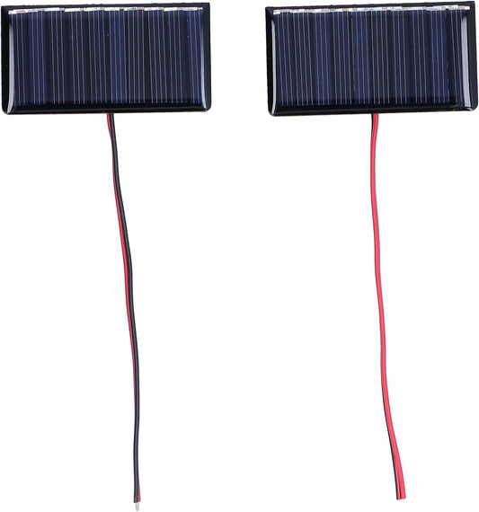 2 Pcs Small Solar Panels, 5V 0.3W 60MA 68x36mm, Micro Mini Polycrystalline Cells for Light, Phone Charger, Flashlight