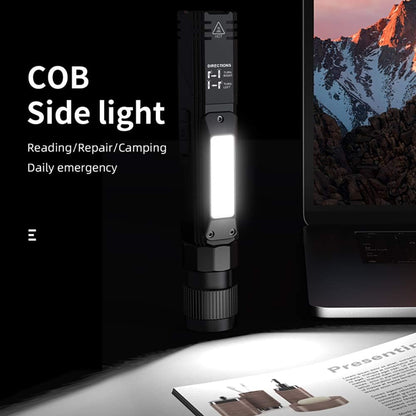 Portable Flashlight, 800 Lumens USB Rechargeable Tactical Flashlight, 90 Degree Rotate, Magnet Tail, Flashlight IPX4 Waterproof Led Flashlight 5 Modes, COB Work Light for Camping, Outdoor, Reading