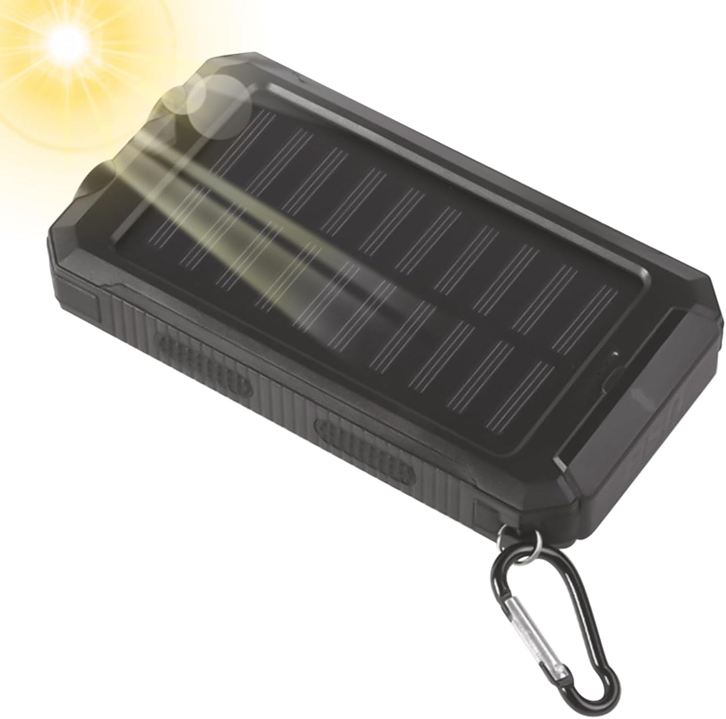Solar po-wer Bank 20000mah, Waterproof Solar Charger with Flashlight + Compass, Portable Charger with 2 USB Ports Fast Charging Outdoor for Smartphones Tablets and More