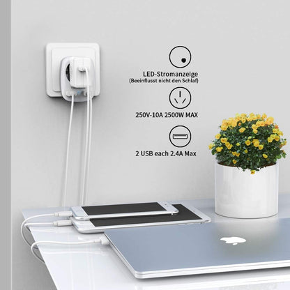 TESSAN Australia Travel Socket Adapter with 2 USB Travel Adapter for Australia China New Zealand Argentina
