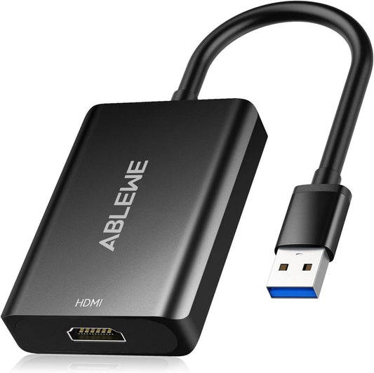 ABLEWE USB 3.0 to HDMI Adapter 4K@30Hz - Upgraded Aluminum HDMI to USB 3.0 & 2.0 Audio Video Graphics Converter Cable for PC Laptop Monitor Projector Desktop TV,Support Mac OS,Windows 10/8.1/8/7