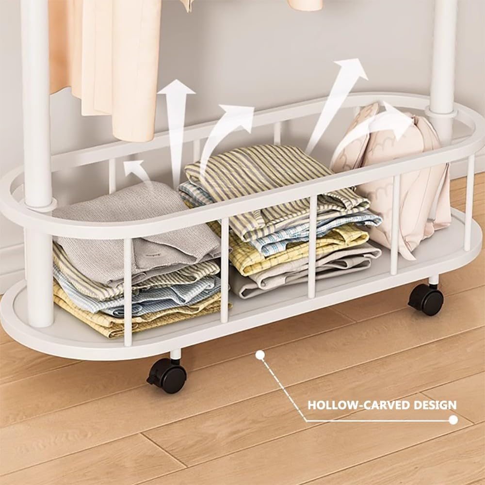 Generico Appendiabiti Mobile Industriale con Ganci e Cestino portaoggetti - Appendiabiti Moderno per Camera da Letto e Ingresso - Elegante Appendiabiti su Ruote (60/80/100 cm x 30 cm x 174 cm)