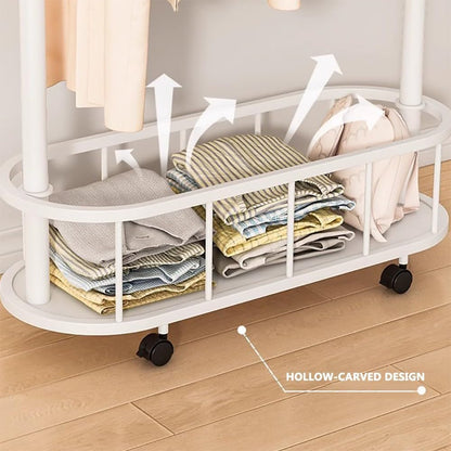 Generico Appendiabiti Mobile Industriale con Ganci e Cestino portaoggetti - Appendiabiti Moderno per Camera da Letto e Ingresso - Elegante Appendiabiti su Ruote (60/80/100 cm x 30 cm x 174 cm)