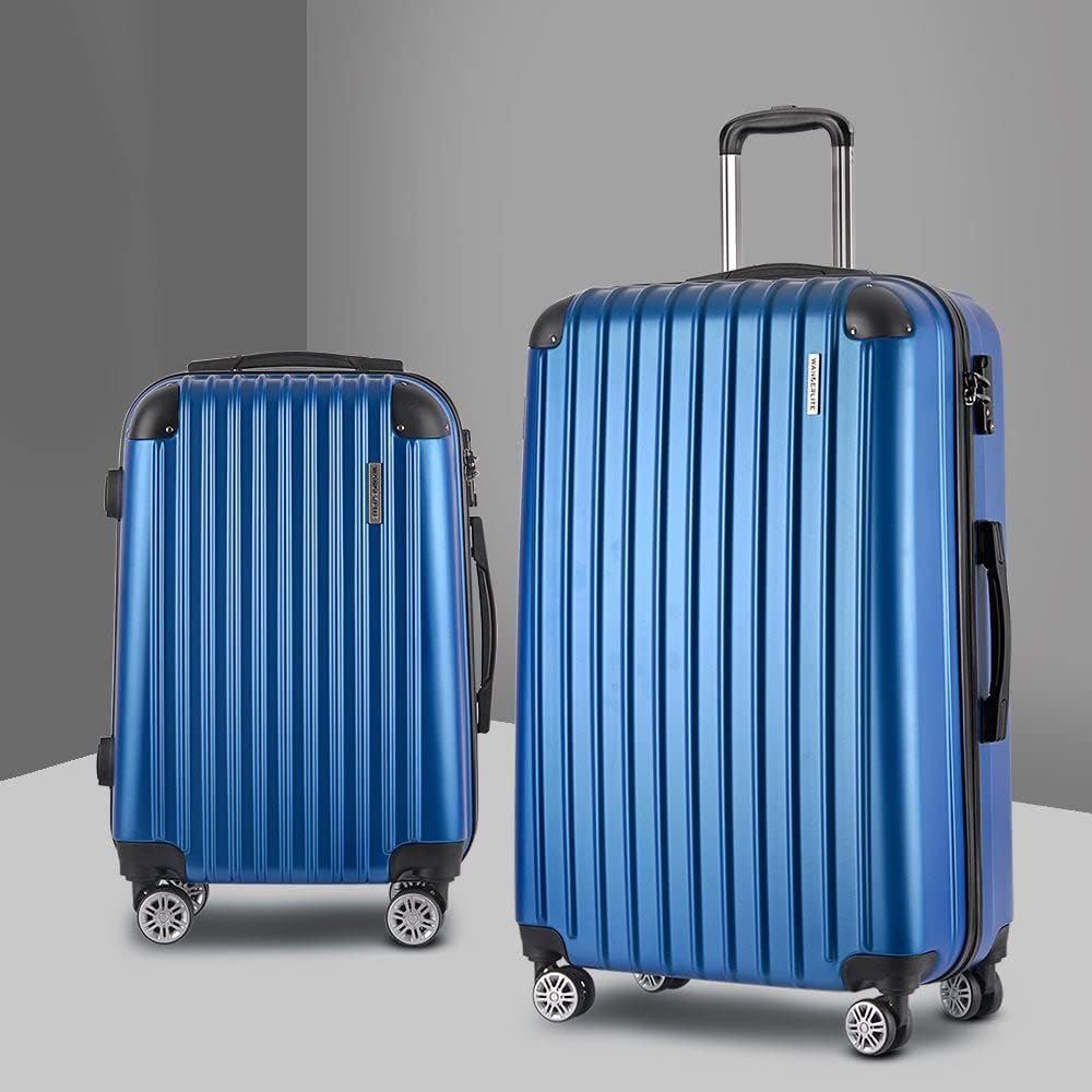 Wanderlite 2-Piece Hardside Luggage Set (20" & 28"), Blue ABS Spinner Suitcases with TSA Lock, 140L Total Capacity