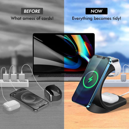 KIYOSAKI Magneitc Wireless Charger, 3 in 1 Wireless Charging Station, Charging Dock for AirPods, Watch Stand for Apple Watch, Qi Fast Charging Stand for iPhone 14/13/12 Series