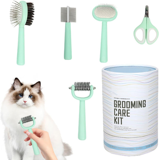 Pet Grooming Kit, Pets Grooming Set, Portable Multifunctional Detailing Tool Set, Essential for Bathing, Shedding, Trimming, Indoor Cleaning, Ideal for Kitten, Puppy Care Routines