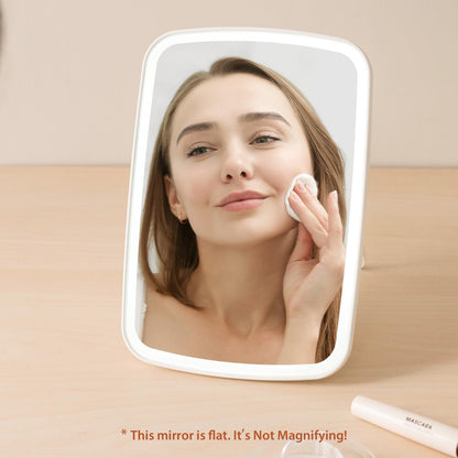 NEZZOE Rechargeable Makeup Mirror with Lights, Portable Travel Lighted Vanity Mirror, Dimmable Touch Screen Tabletop LED Make up Mirror