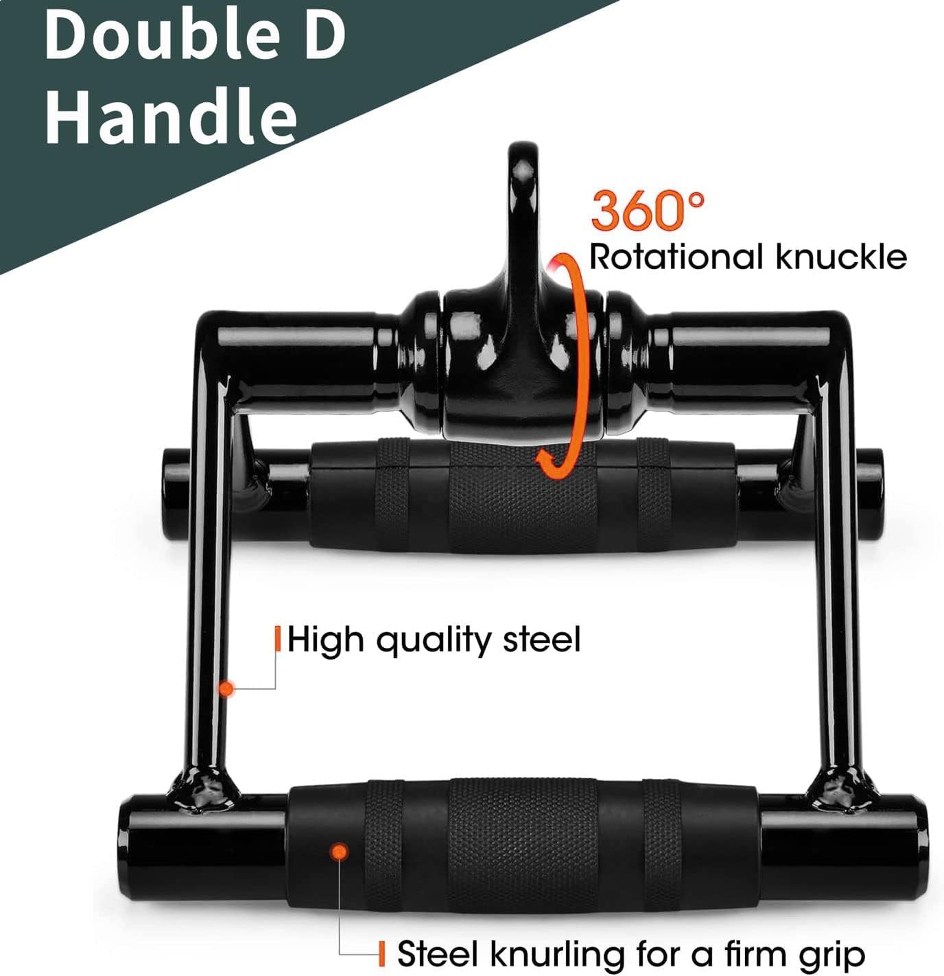 WNOEY Cable Machine Accessories, Cable Rowing Machine Handle Attachments, LAT Pull Down Attachment. Multi-Option: Double D Handle, V-Shaped Bar, Tricep Rope, Rotating Straight Bar