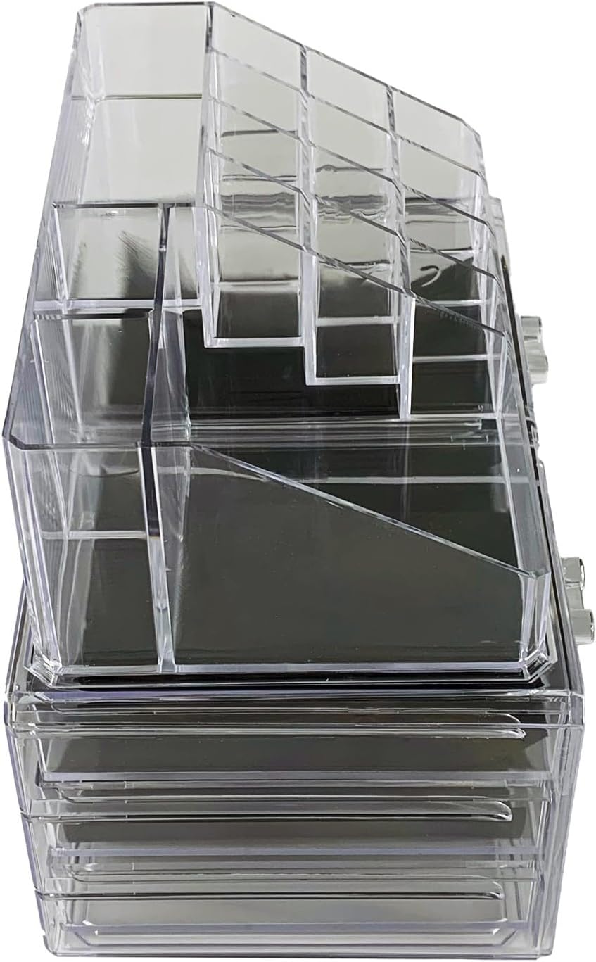 tempo di saldi 2 x Cosmetic Organizer with Drawers Make Up Accessories Bathroom Transparent