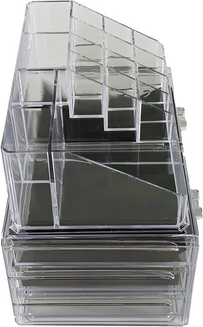 tempo di saldi 2 x Cosmetic Organizer with Drawers Make Up Accessories Bathroom Transparent