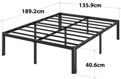 Zinus Van Double Bed Frame 40cm Metal Bed Base | Steel Slat Mattress Support | Bedroom Furniture, Black