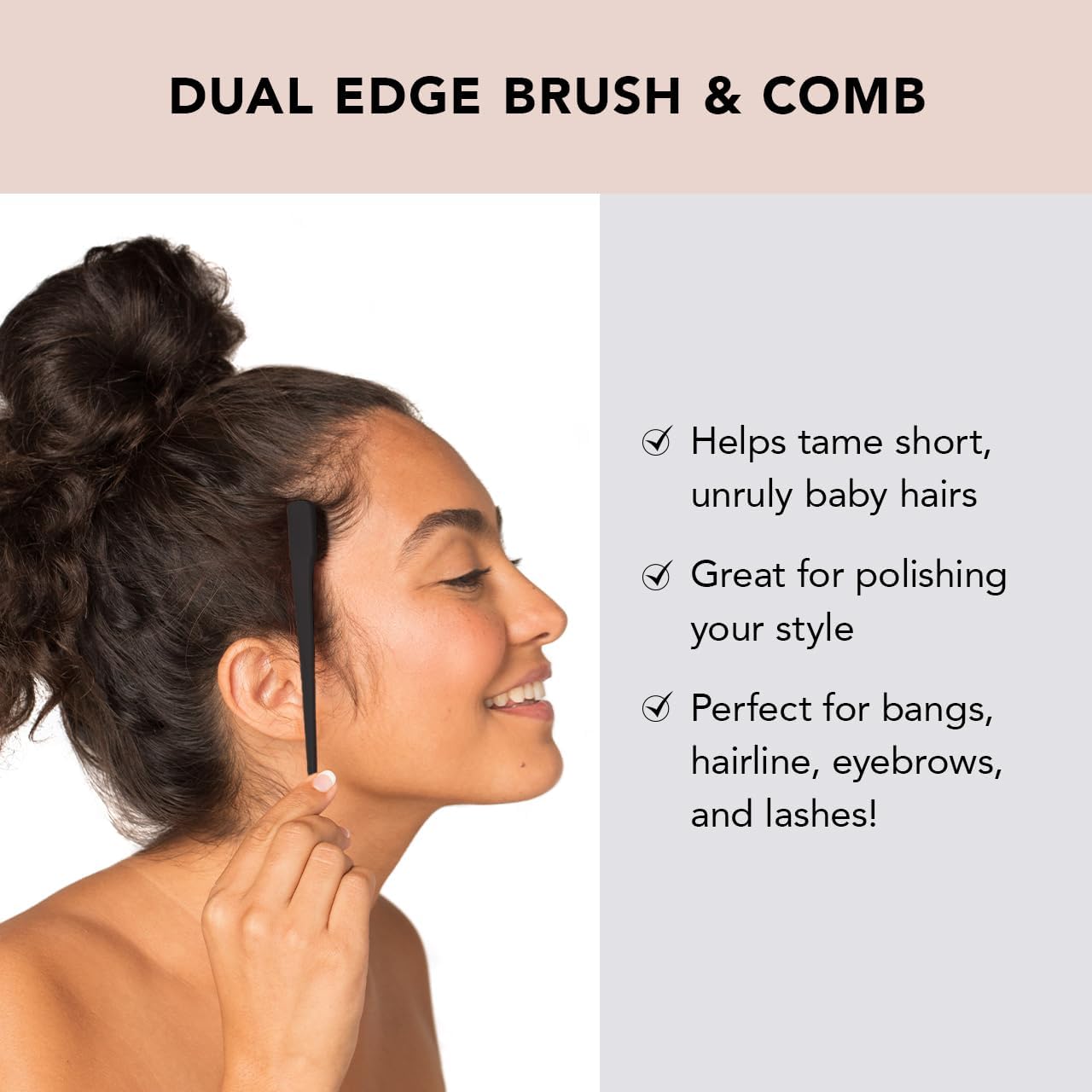 Kitsch Double Sided Edge Control Hair Brushes for Women - Edge Brush with Soft Nylon Bristles | For Bangs, Hairline, Eyebrows & Lashes - 2 Pcs, Black