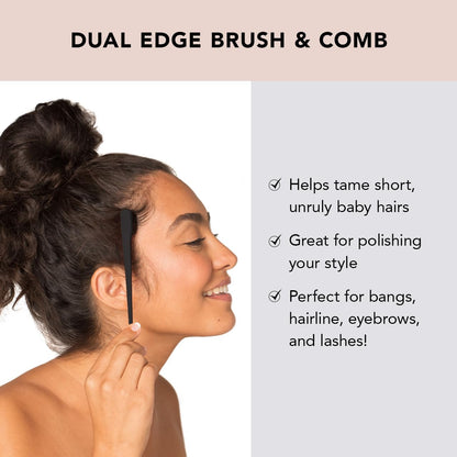 Kitsch Double Sided Edge Control Hair Brushes for Women - Edge Brush with Soft Nylon Bristles | For Bangs, Hairline, Eyebrows & Lashes - 2 Pcs, Black