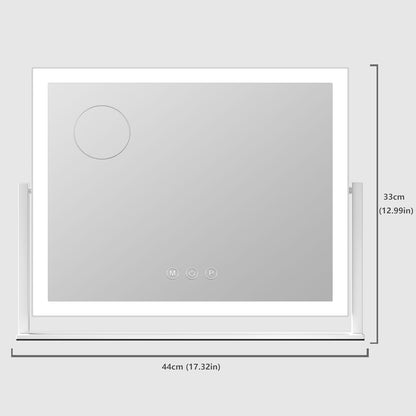 Lighted Makeup Mirror, 17.3"x13" Hollywood Vanity Mirror with Lights, Three Color Lighting Modes, and 5X Magnification Mirror, Smart Touch Control, 360°Rotation (Gold, Gift Box)