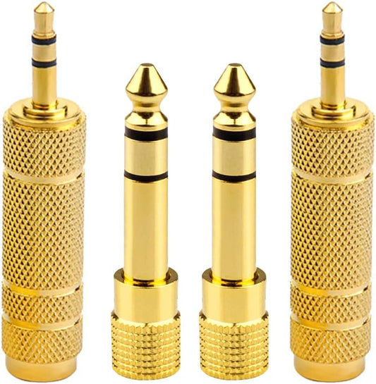 3.5 mm Male to 6.35 mm Female and 6.35 mm Male to 3.5 mm Female Stereo Jack Adapter Plated, Jack Adapter 6.3 3.5 Headphone Amplifier Compatible with Guitar Electronic Keyboards Headphones
