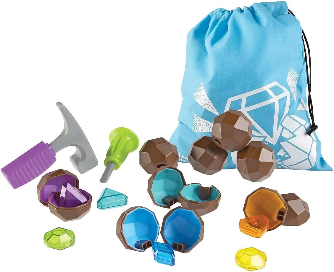 Learning Resources Rockin' Gem Surprise, Sorting, Matching, Counting Skills and Early STEM, 19 Pieces, Ages 3+