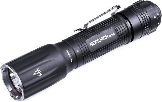 NEXTORCH TA30C Tactical Flashlight High Lumens, Powerful Emergency Rechargeable Compact Bright Flashlight with 5 Modes & Strobe & Ceramic Bead Broken Window, for Outdoor Use
