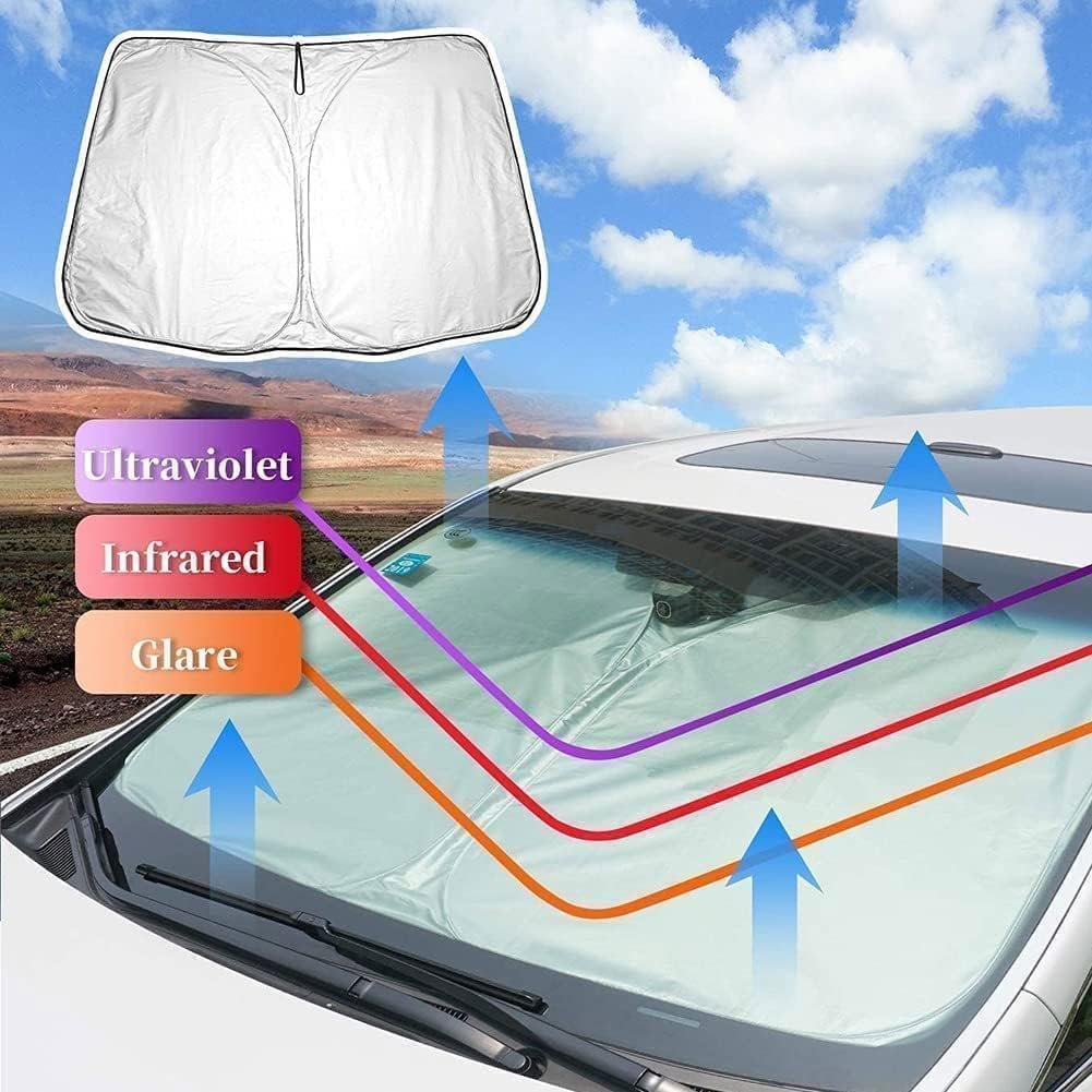 FUDGENGNP Car Sun Shade for Ford Puma/Puma St SUV 2019 2020 2021 2022 2023 2024, Foldable Portabil Windshield Sunshade Cover Against UV Rays Interior Accessories, Silver