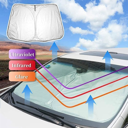FUDGENGNP Car Sun Shade for Ford Puma/Puma St SUV 2019 2020 2021 2022 2023 2024, Foldable Portabil Windshield Sunshade Cover Against UV Rays Interior Accessories, Silver