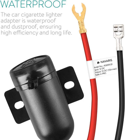 Navaris 12 V Waterproof Cigarette Lighter Socket – Cigarette Lighter Adapter for Car, Motorcycle, Truck, Boat – Car Charger Adapter