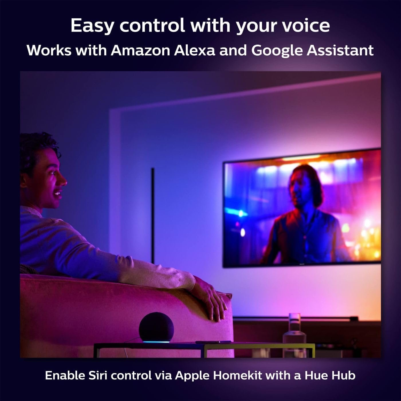 Philips Hue Signe Smart Table Lamp, Black - White and Color Ambiance LED Color-Changing Light - Control with Hue App - Works with Alexa, Google Assistant, and Apple Homekit