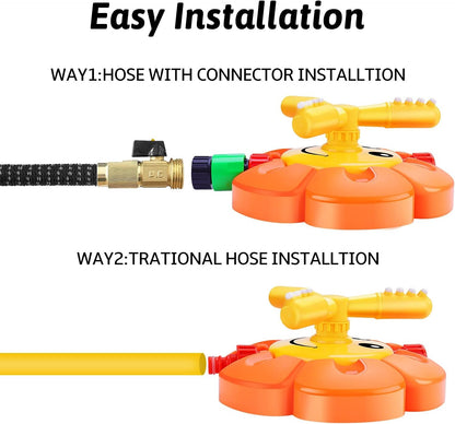 Water Sprinkler for Kids Toddlers Sprinklers with Roating Spray Nozzles Attaches Garden Water Hose Outdoor Play Outside Toys 1-3 2-4 Summer Backyard Lawn Game Yard Water Toy for Kids 3-5 4-8 Boy Girl