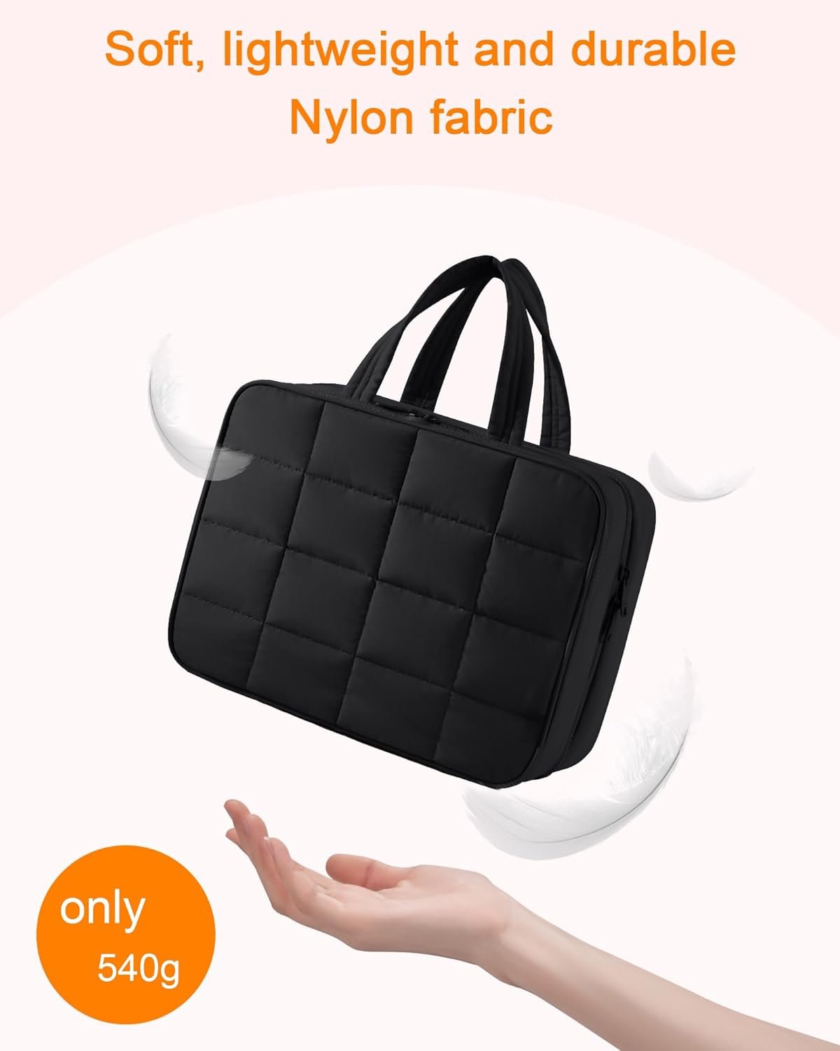 Ruiyuan Travel Toiletry Bag with Jewelry Organizer 12.2 x 4.7 x 9.1in Double Sided Hanging Toiletry Bag Travel Makeup Bag for Toiletries Carry-on Cosmetic Bags Accessories Soft Nylon Fabric (Black)
