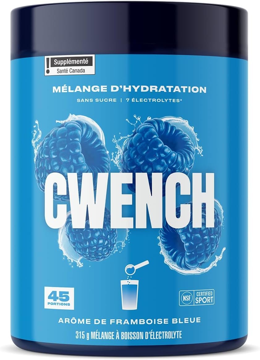 Cwench Electrolyte Hydration Blue Raspberry Drink Mix, 45 Servings, 315g