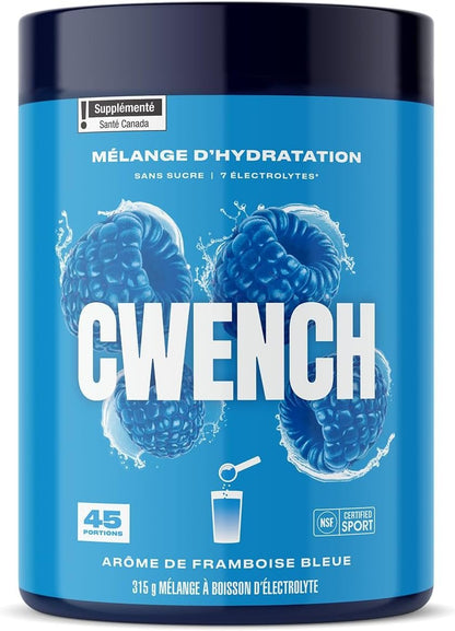 Cwench Electrolyte Hydration Blue Raspberry Drink Mix, 45 Servings, 315g