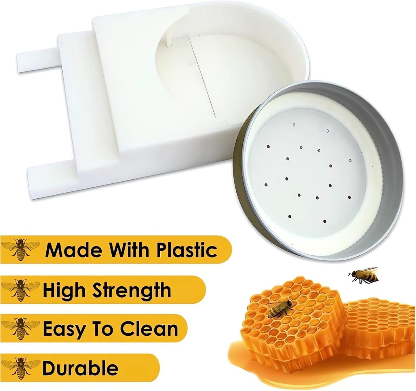 4 Pack Bee Feeders Easy, Plastic Bee Entrance Feeder Beehive Feeder Water or Sugar Syrup Feeding Equipment, Easy-to-Install Beekeeping Beehive Equipment, Entrance Feeders for Bee Hives