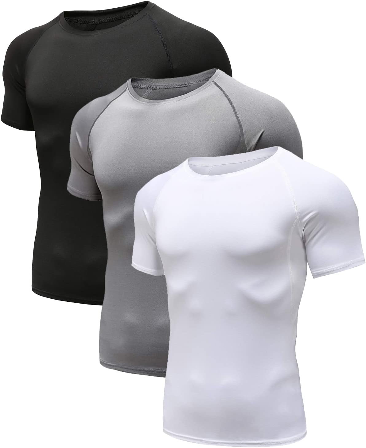 Men's (Pack of 1 or 3 or 5) Cool Dry Compression Short/Long Sleeve Sports Baselayer T-Shirts Tops