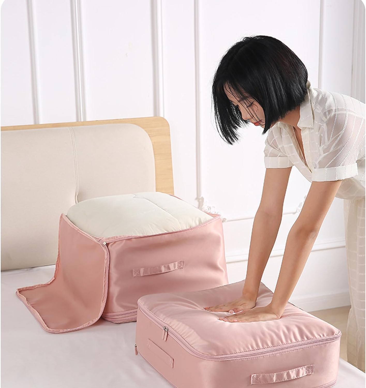 Ultra Space Saving Compression Organizer, Suitcase Packing Cubes, Compression Packing Cubes, Expandable Packing Organizers (XL, Grey)