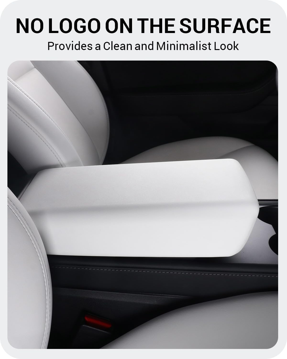 BASENOR Tesla Model 3 Model Y Center Console Cover TPE Armrest Cover Center Console Protector Armrest Cushion Pad 2017-2024 Tesla Interior Accessories White