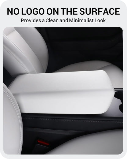 BASENOR Tesla Model 3 Model Y Center Console Cover TPE Armrest Cover Center Console Protector Armrest Cushion Pad 2017-2024 Tesla Interior Accessories White