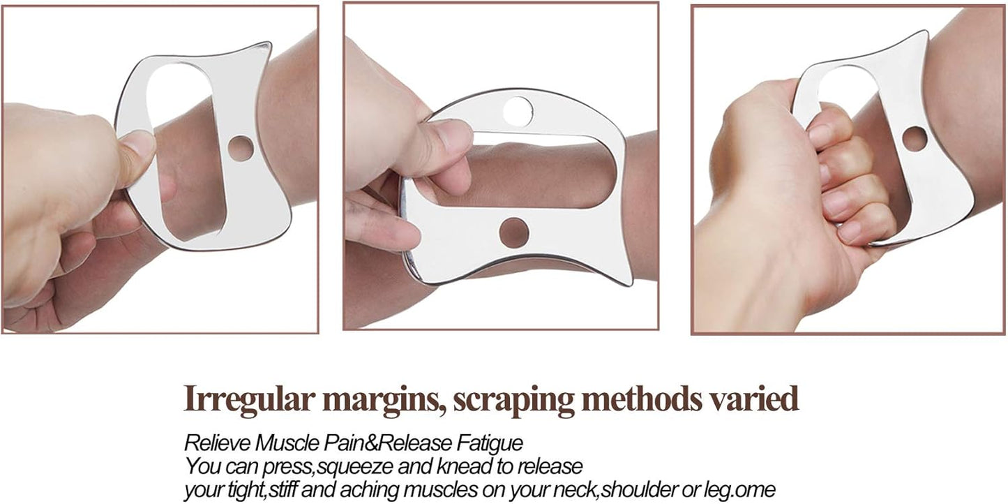 Guasha Massage Tools,Medical Grade Stainless Steel Scraping Tool for Soft Tissue Scraping Massage Tool, Physical Therapy Stuff,Used for Back, Legs, Arms,Neck,Shoulder .(A)