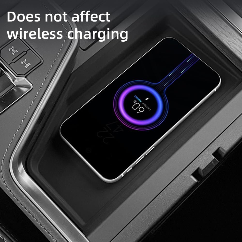1PCS Black Center Console Wireless Charging Protective Mat,Accessories Silicone Protection Pad Center Console Liner Interior,Non-Slip Silicone Protection Pad
