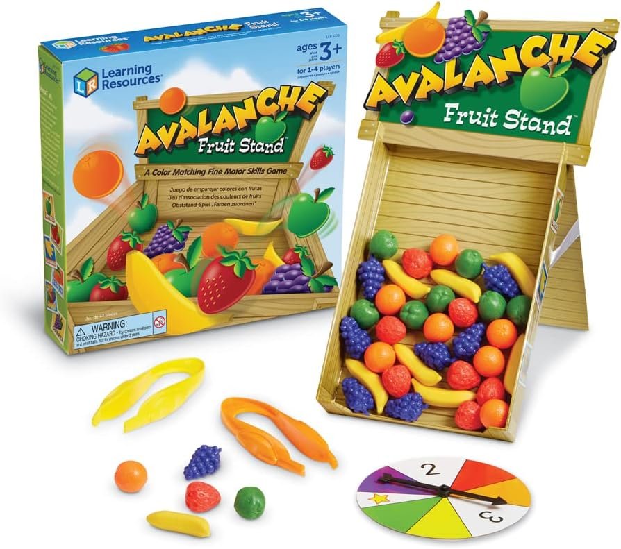 Learning Resources Avalanche Fruit Stand, Fine Motor/Grip Game, Develops Color Matching Skills, 42 Piece Set, Ages 3+