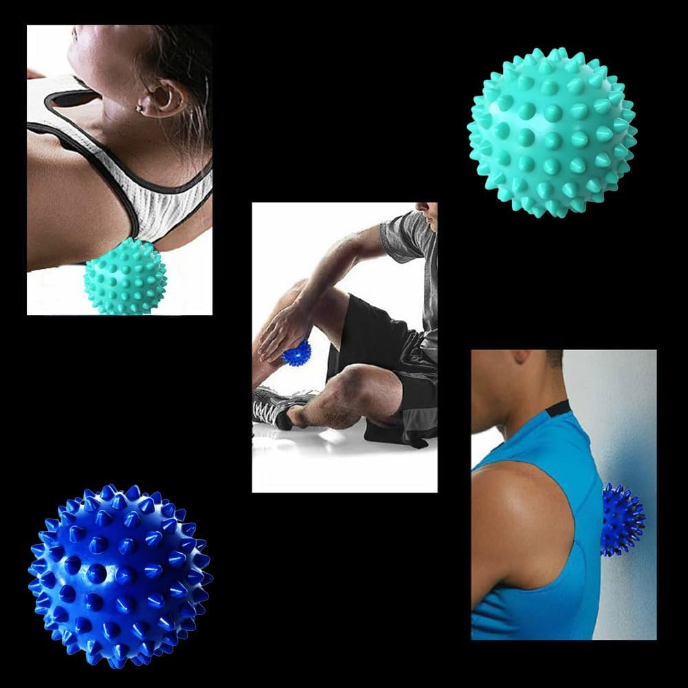 Spiky Massage Ball for Feet – Plantar Fasciitis Relief, Full Body Trigger Point Therapy, Muscle Recovery, and Pain Relief – Pack of 2 (Blue & Mint Green)