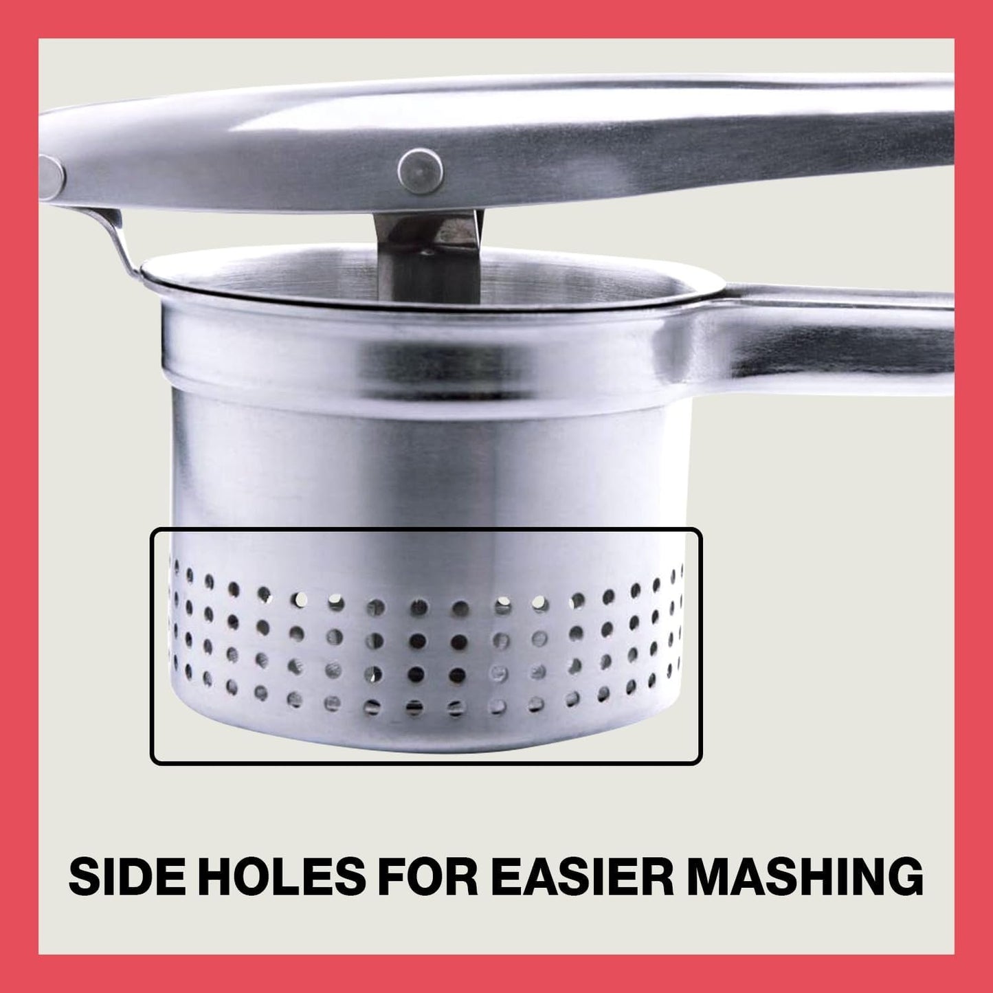 Beast Canteen Potato Ricer - 18/8 Stainless Steel, Silver, Professional Kitchen Tool, Press, Large Masher