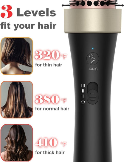 Ionic Thermal Brush Blowout Hot Brush 1.5 Inch Heat Hair Curling Brush 30s Fast Heated Round Brush Hair Styling Brush Dual Voltage Hot Curling Iron Brush for Easy Blowouts Styling