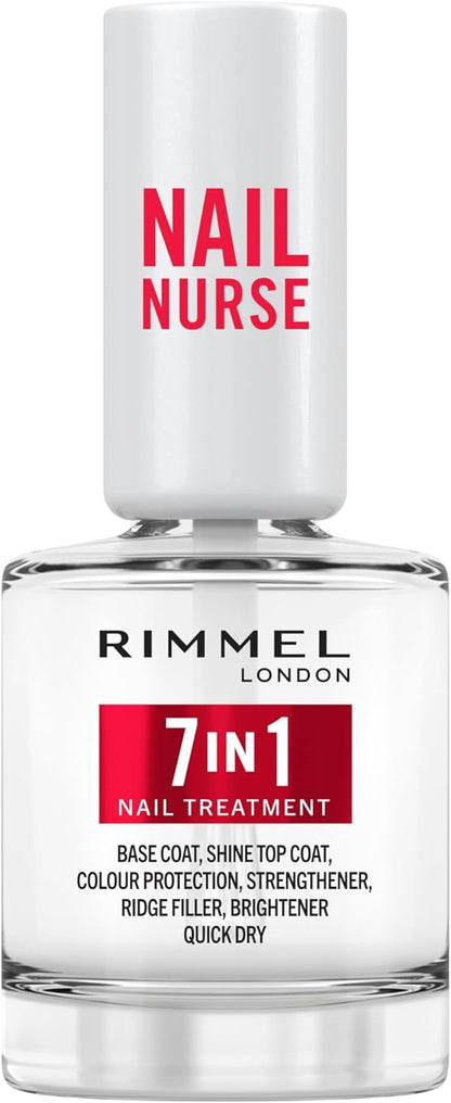 Rimmel London, Nail Care 7 in 1 Base & Top Coat Strengthens, Smoothes and Protects Colour, Vegan Formula Fast Drying 12ml