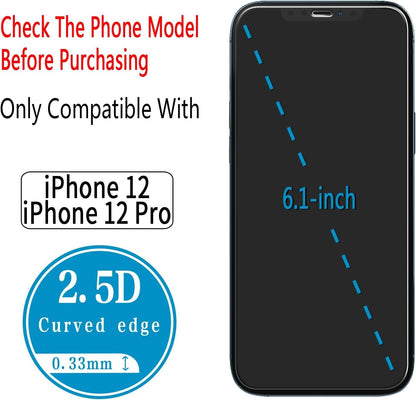 HPTech 2-Pack Screen Protector for iPhone 12 / iPhone 12 Pro 6.1-inch Tempered Glass, Case Friendly, Easy to Install